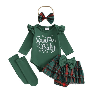 MY 1ST CHRISTMAS Plaid Ruffle Skirt Outfit