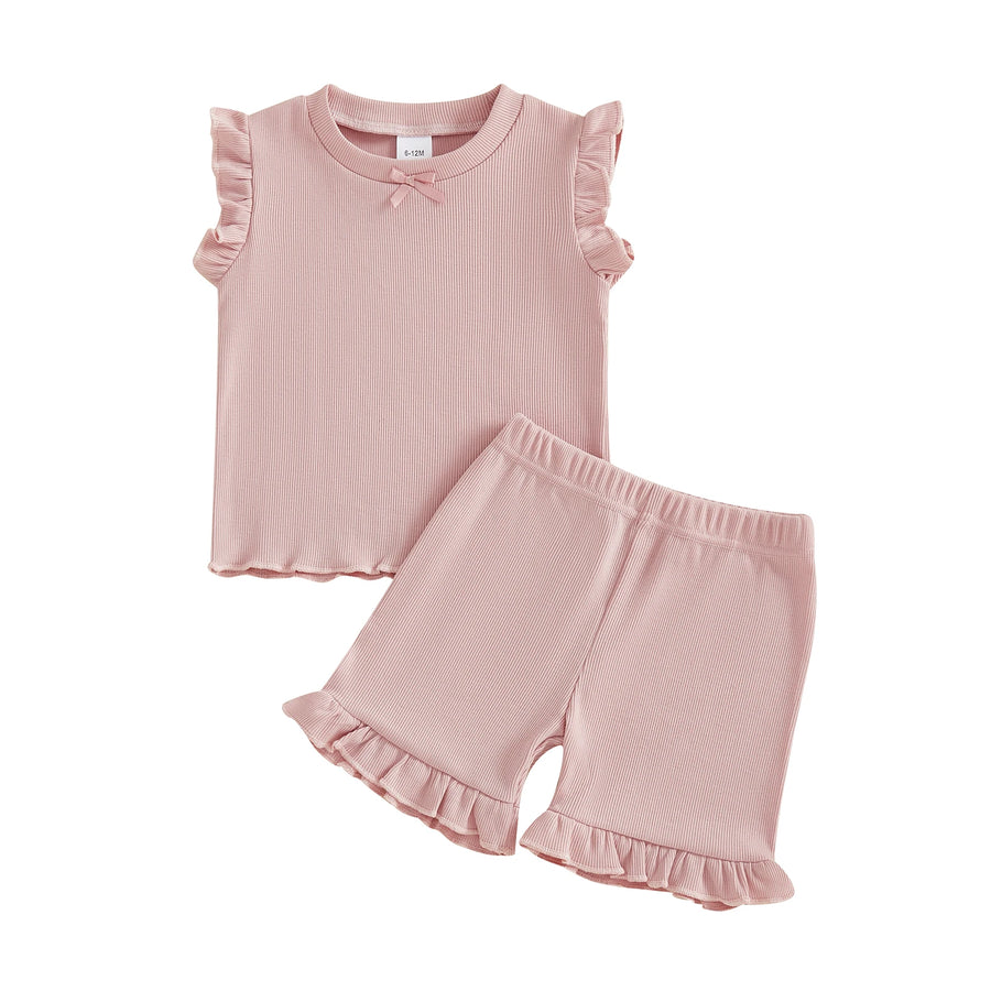 LITTLE BOWTIE Ribbed Ruffle Outfit