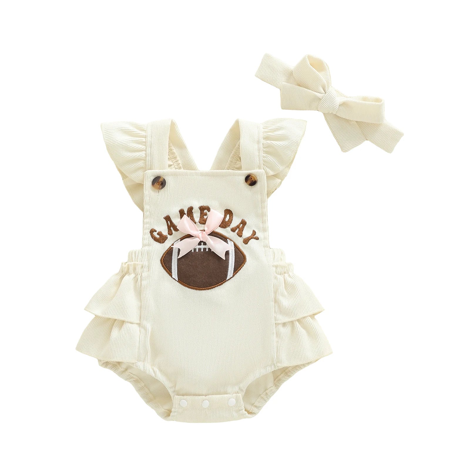 GAME DAY Football Ruffle Romper