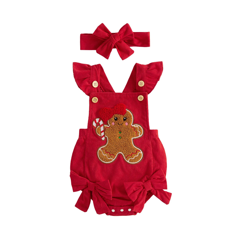 GINGERBREAD GIRL Corduroy Romper