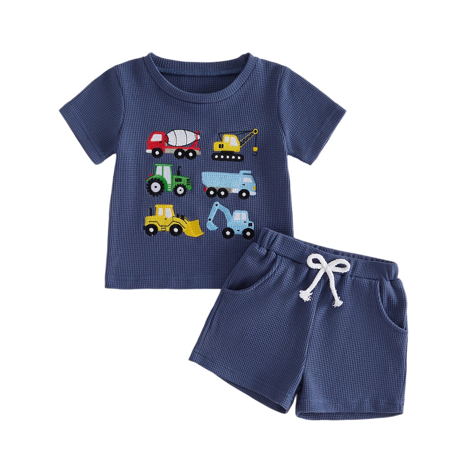 CONTRUCTION VEHICLES Waffle Knit Outfit