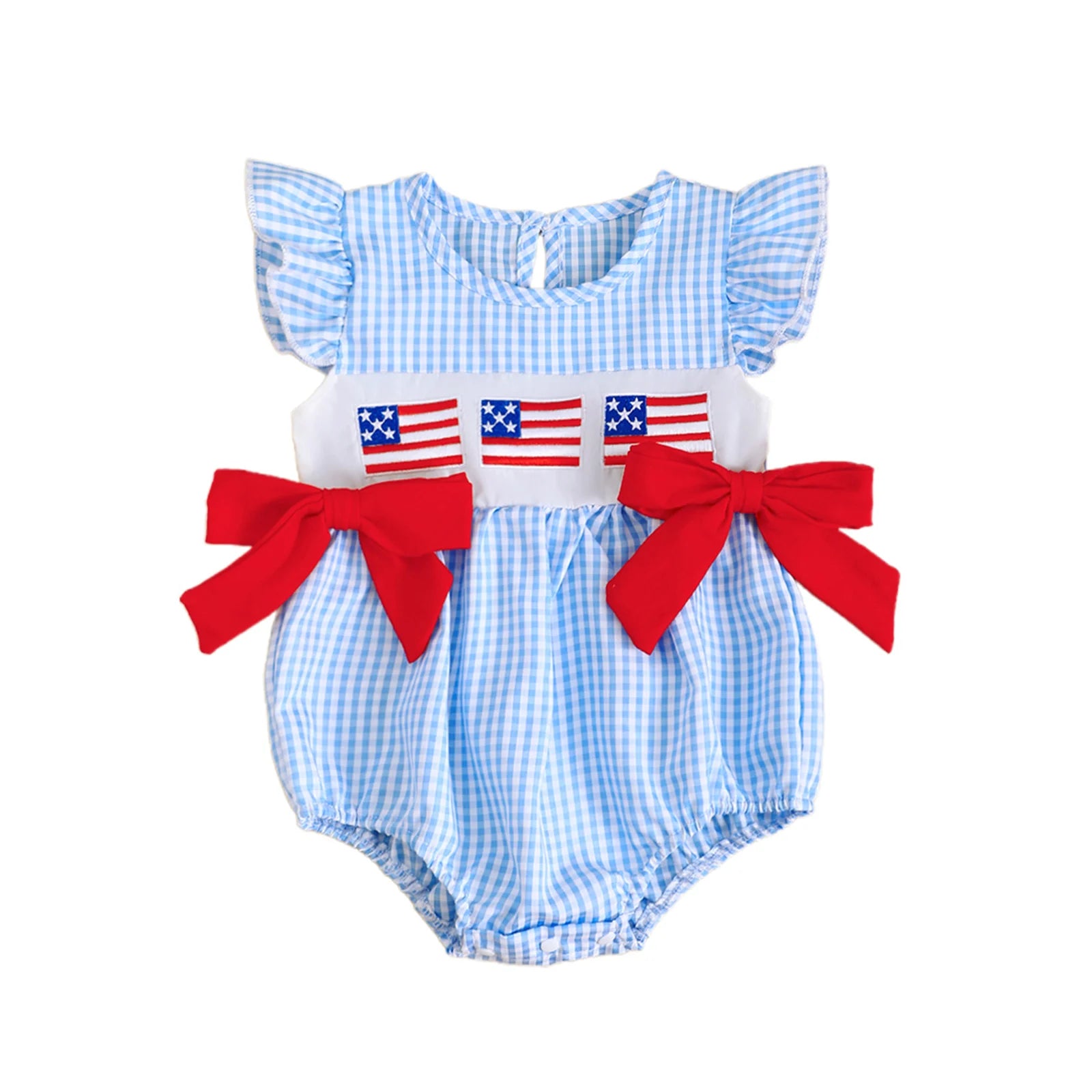 USA Checkered Bowtie Romper