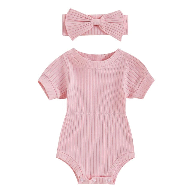 SADIE Ribbed Onesie with Headband