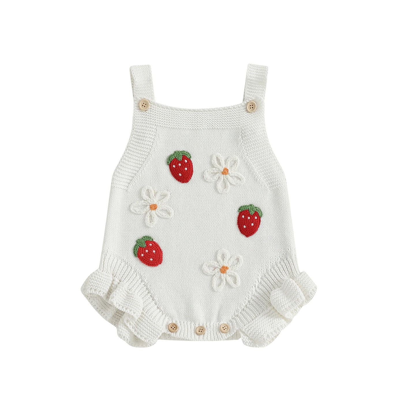 STRAWBERRIES & DAISIES Knitted Romper