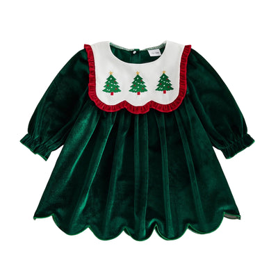 CHRISTMAS TREE Velvet Collar Dress
