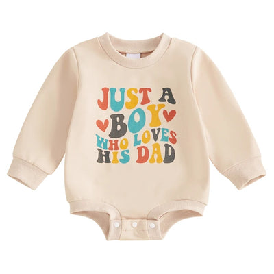 JUST A BOY WHO LOVES HIS MOM/DAD Long-Sleeve Onesie