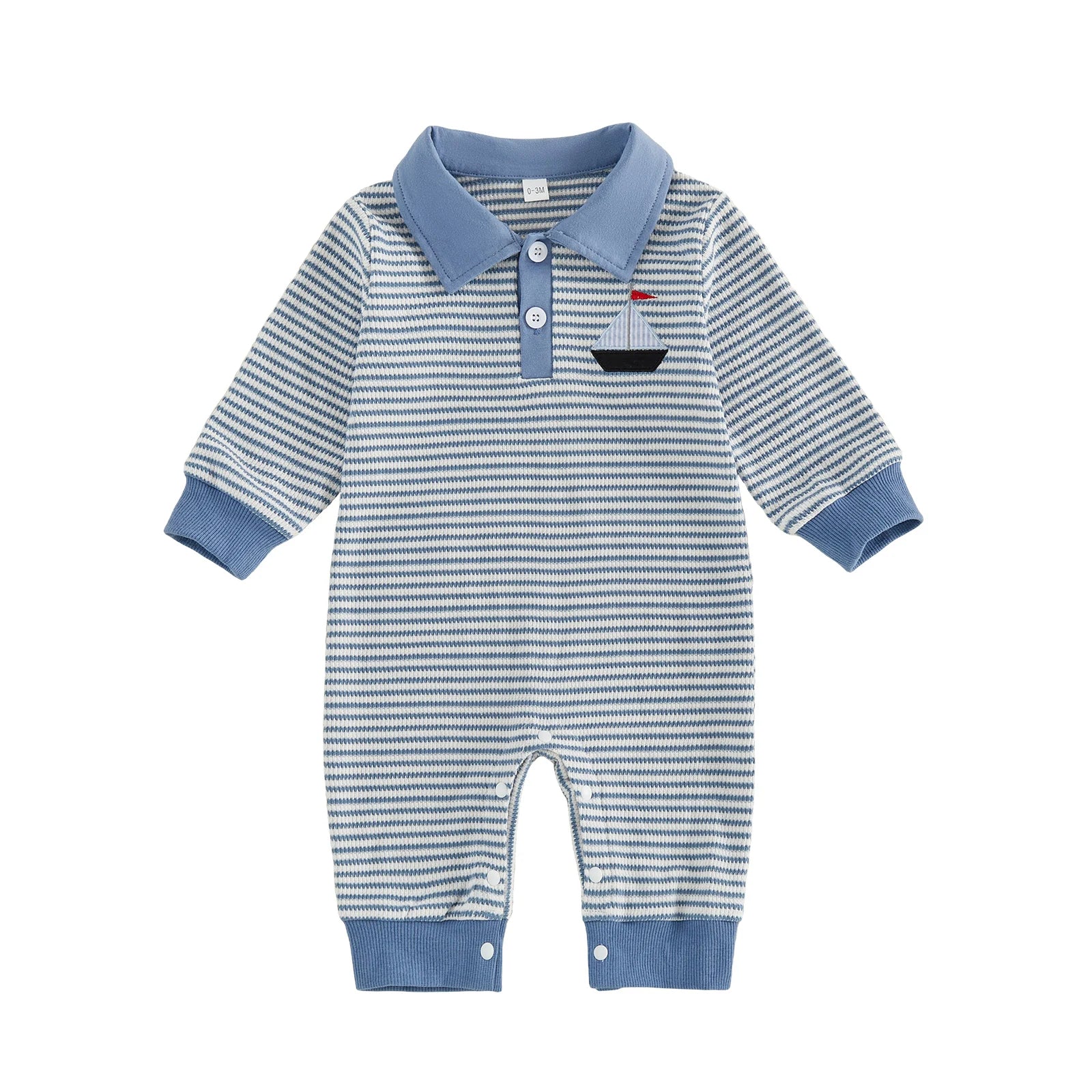 LITTLE MAN Collared Striped Jumpsuit
