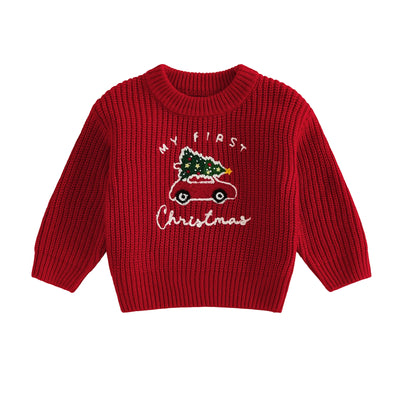 MY FIRST CHRISTMAS Car Knitted Sweater