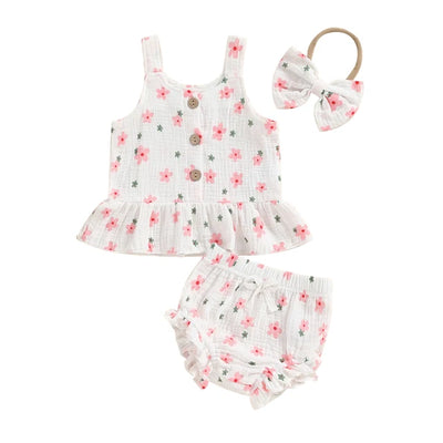 FLOWERS White Ruffle Outfit with Headband