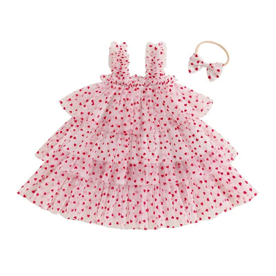 POLKA HEARTS Layered Tulle Dress