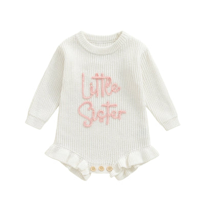 LITTLE SISTER Knitted Ruffle Romper