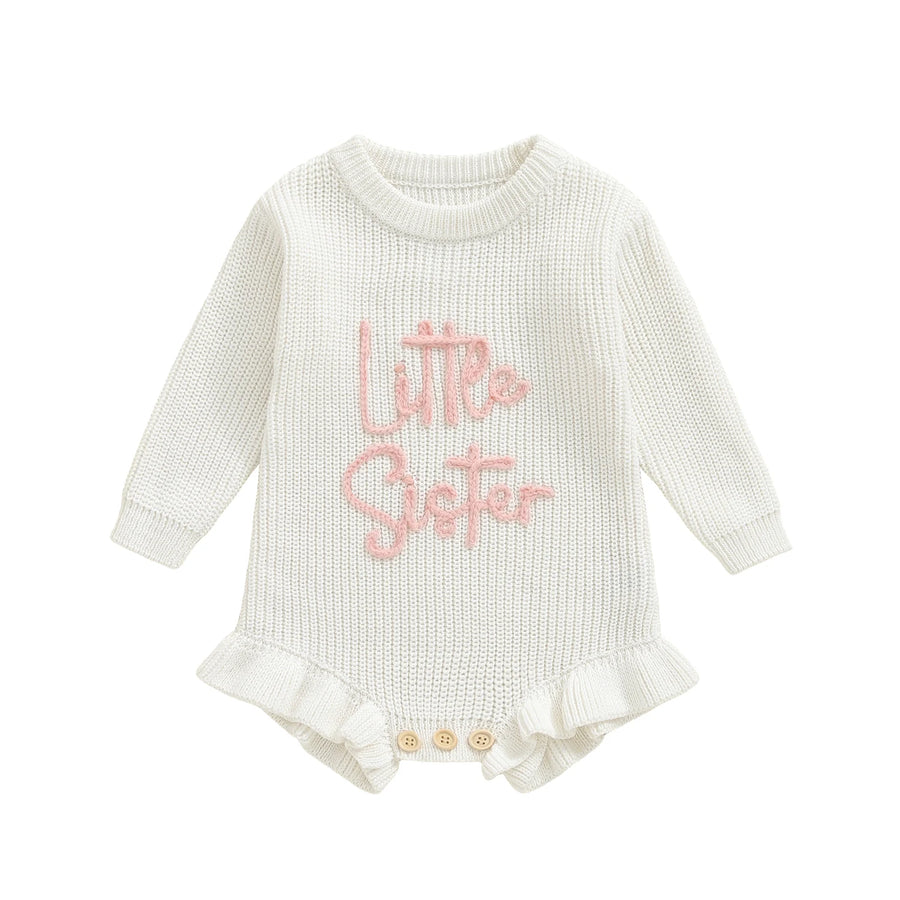 LITTLE SISTER Knitted Ruffle Romper