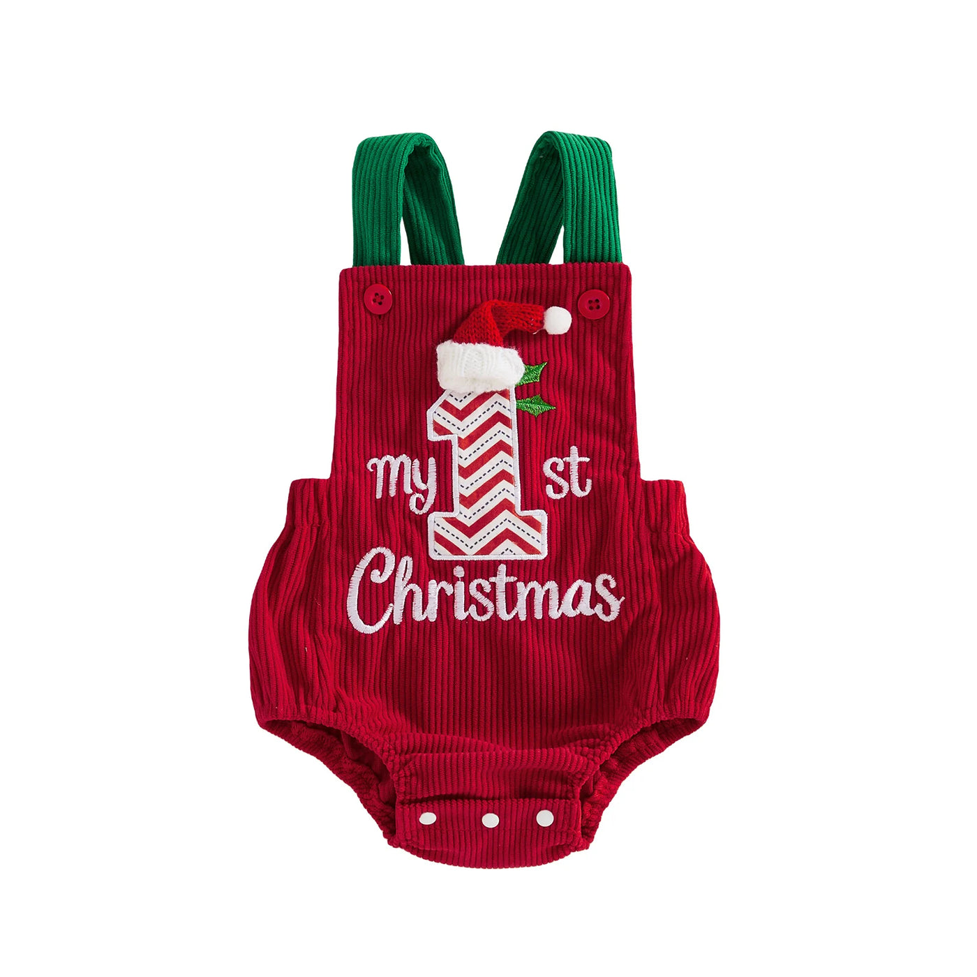 MY 1ST CHRISTMAS Santa Hat Corduroy Romper