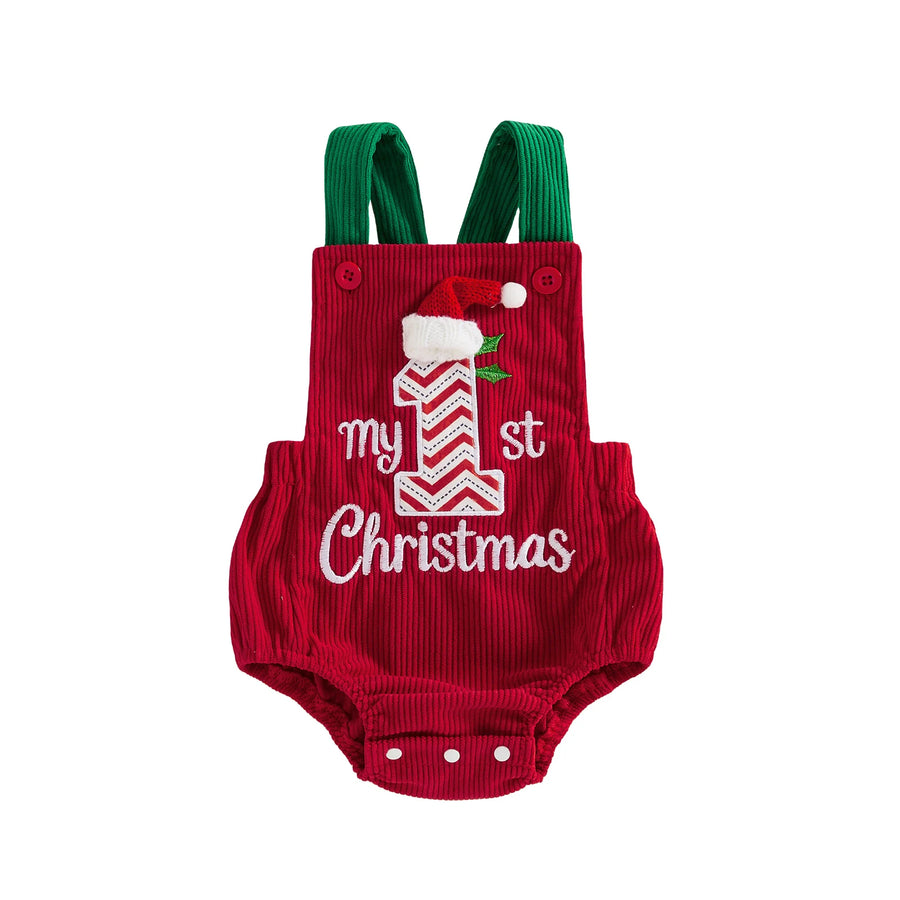 MY 1ST CHRISTMAS Santa Hat Corduroy Romper