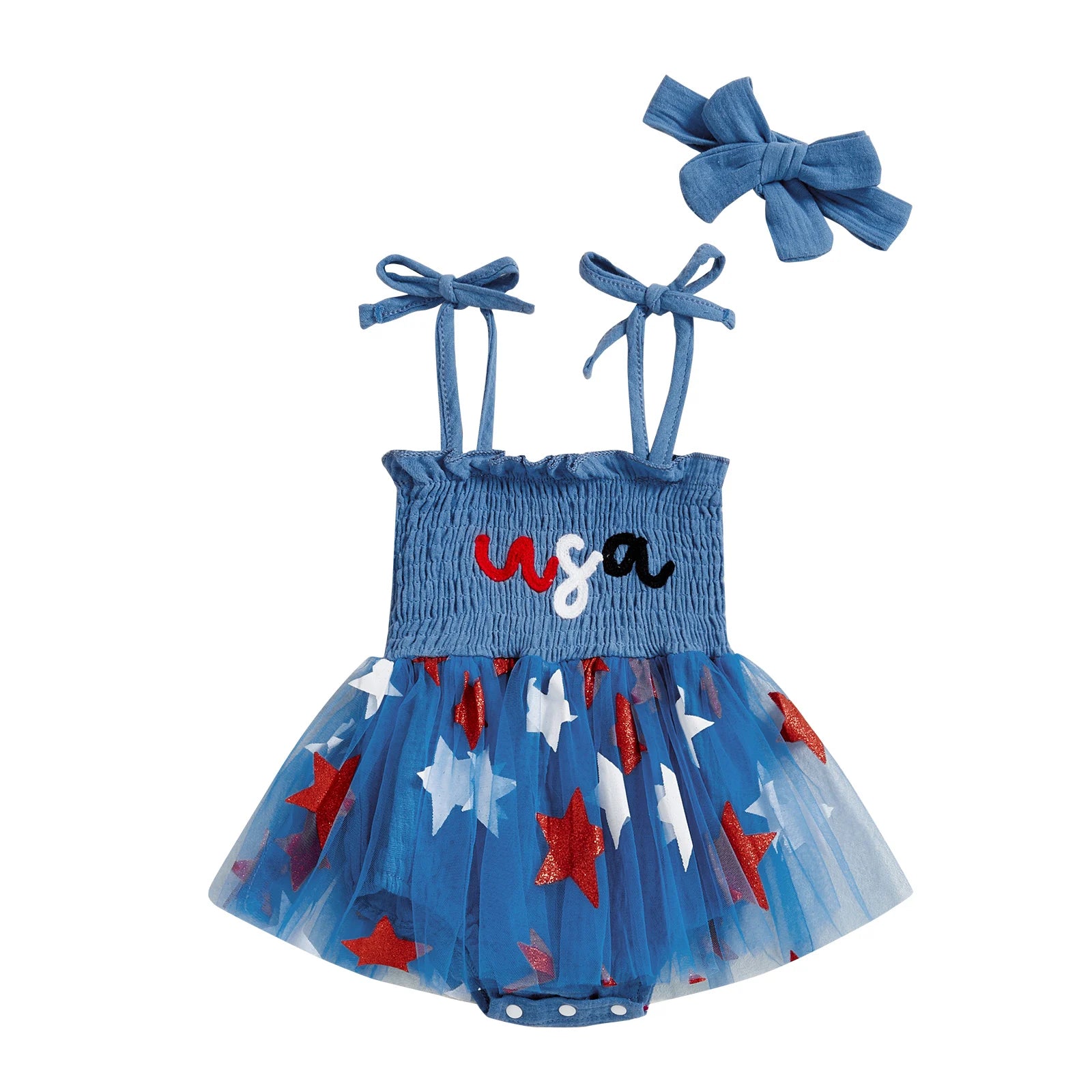 USA STARS Smocked Romper