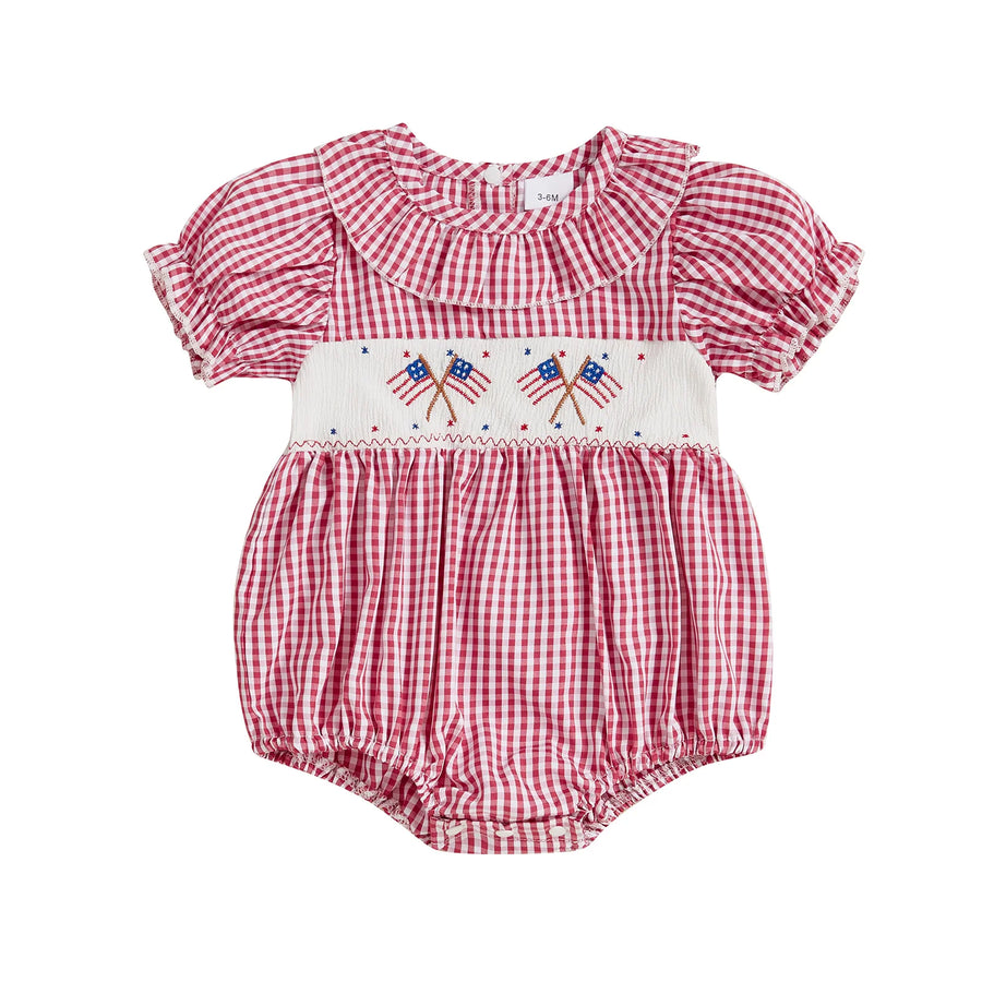 USA FLAG Checkered Romper