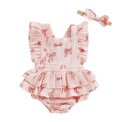 HEARTS & BOWTIES Ruffle Romper