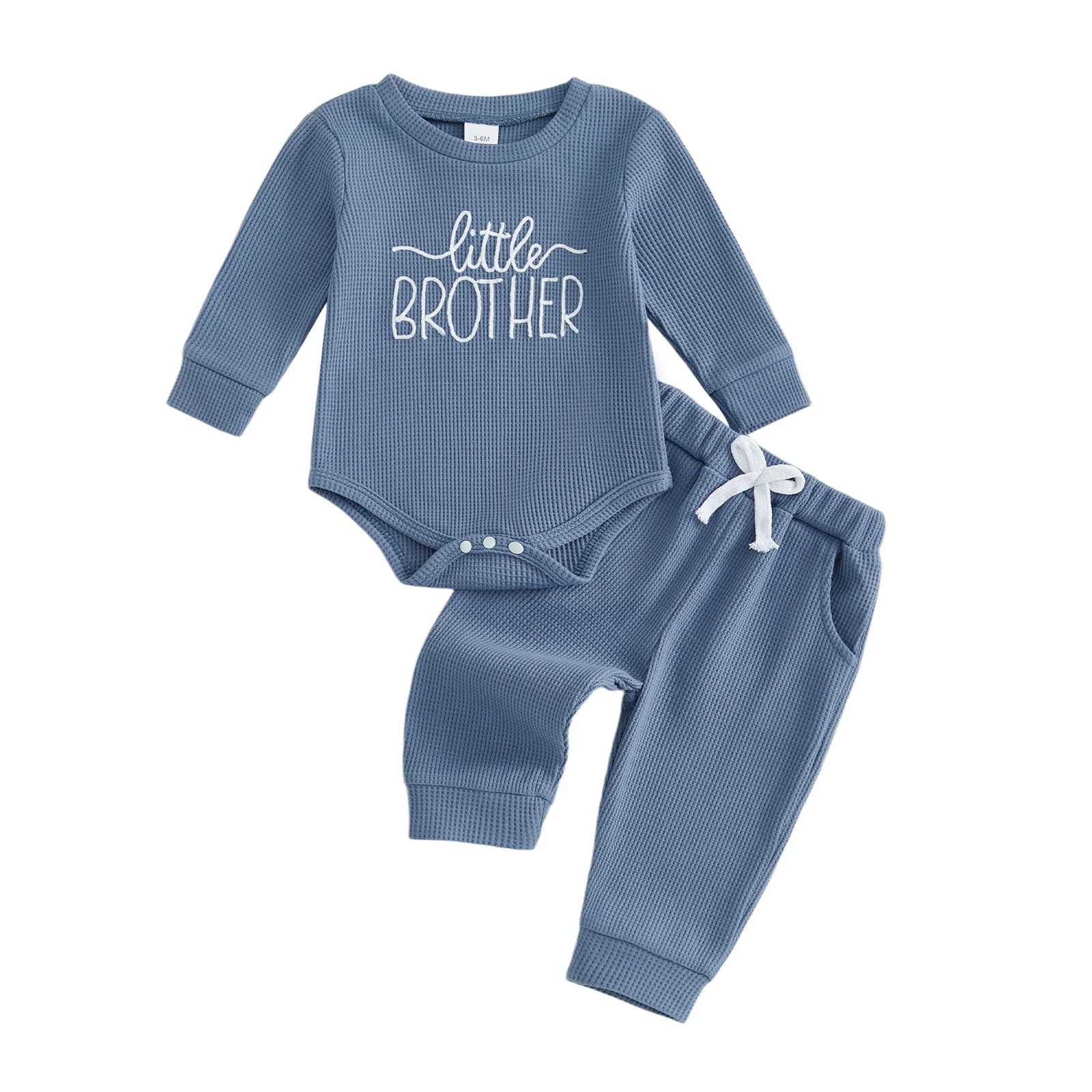 LITTLE SISTER/BROTHER Waffle Knit Outfit