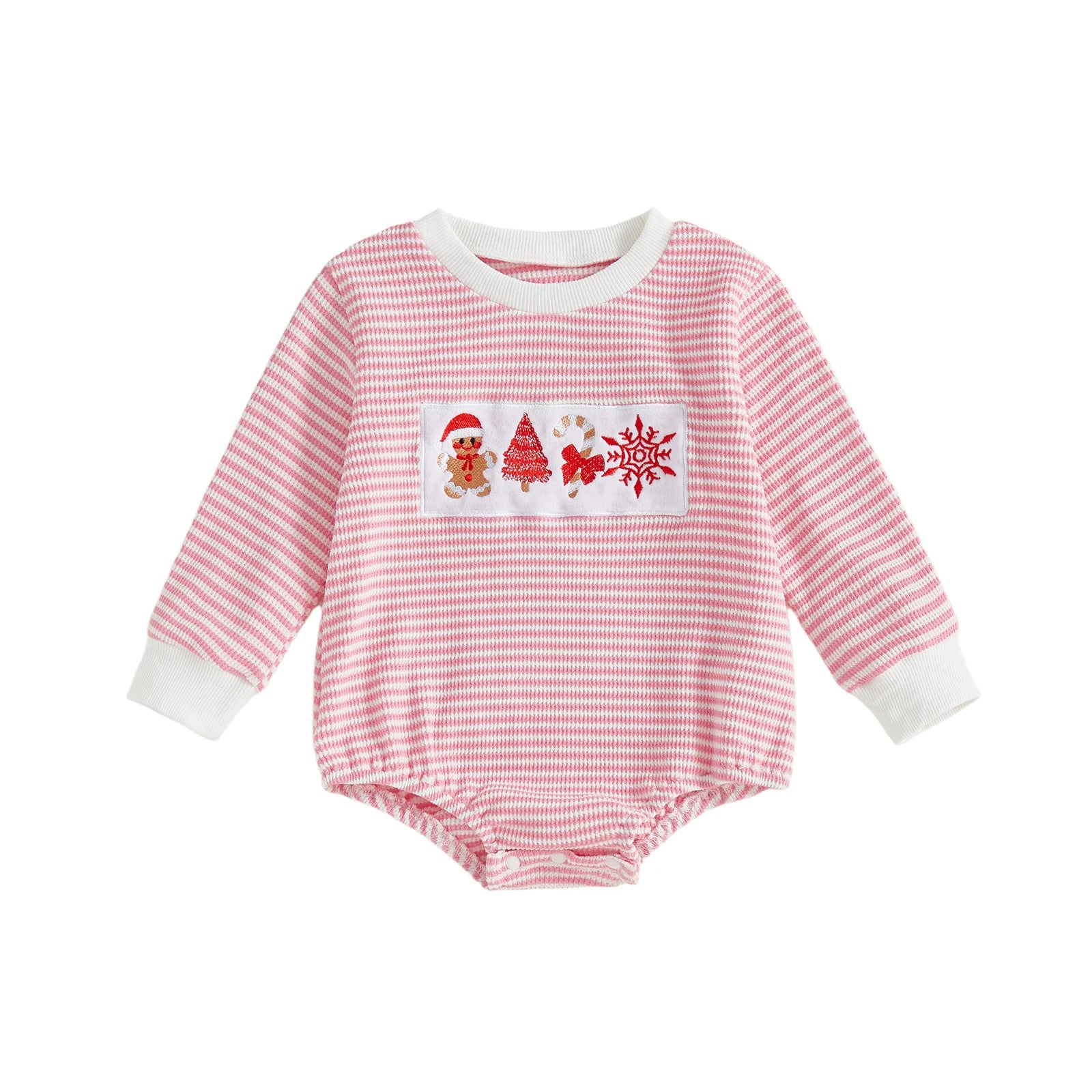 XMAS Striped Long-Sleeve Romper