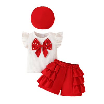 ZOE Bowtie Ruffle Shorts Outfit with Beret