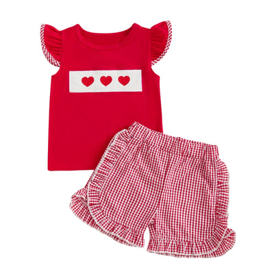 LITTLE HEARTS Checkered Ruffle Shorts Outfit