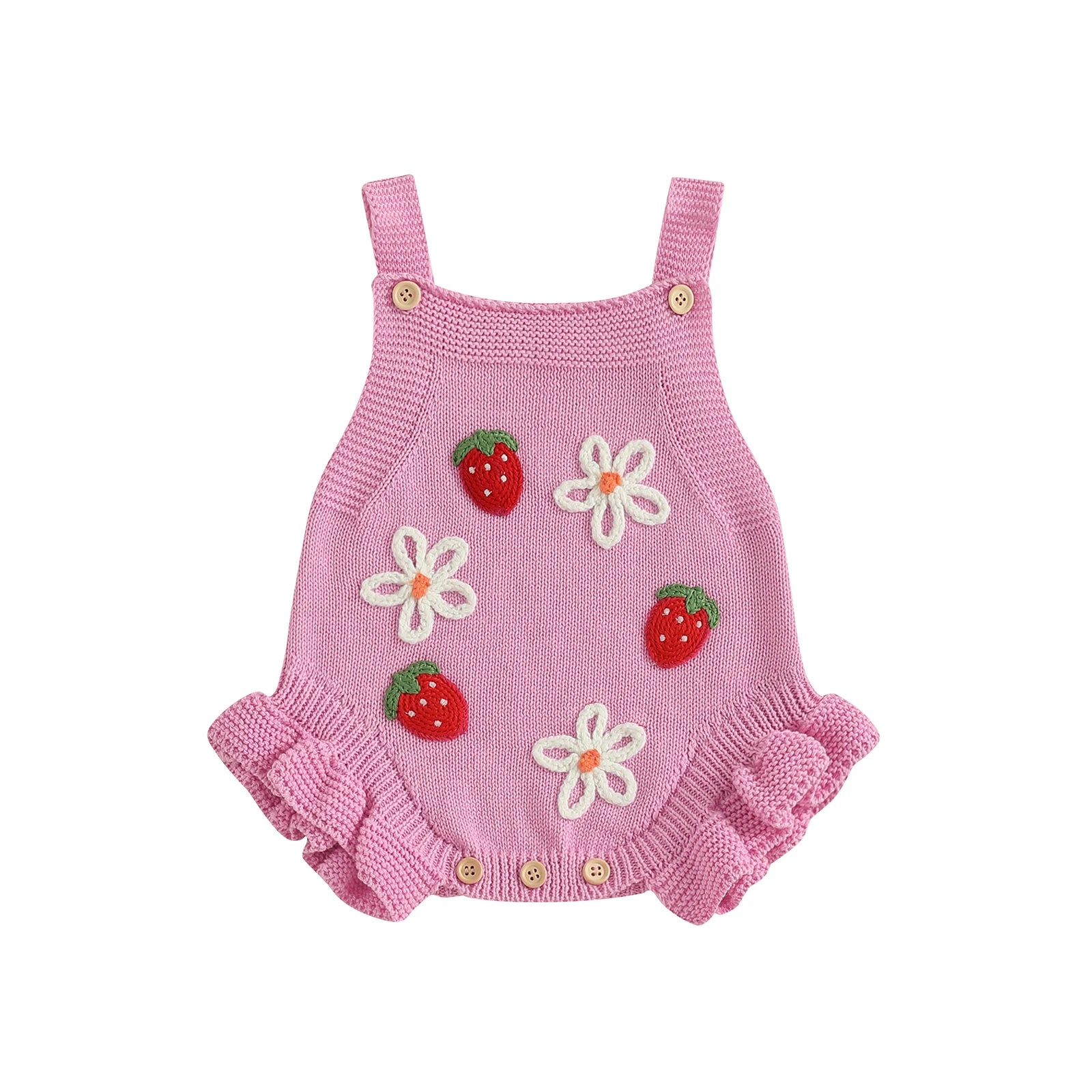 STRAWBERRIES & DAISIES Knitted Romper