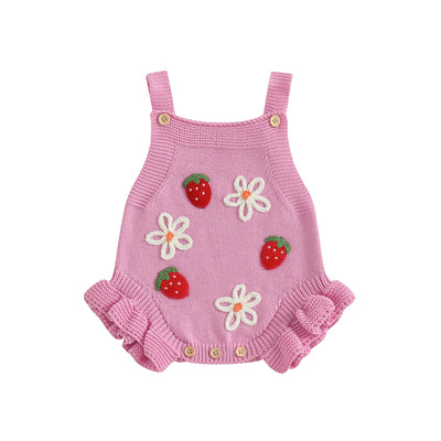 STRAWBERRIES & DAISIES Knitted Romper