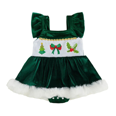 CHRISTMAS Velvet Romper Dress
