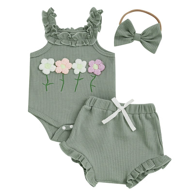 FLOWERS Ruffle Waffle Knit Outfit