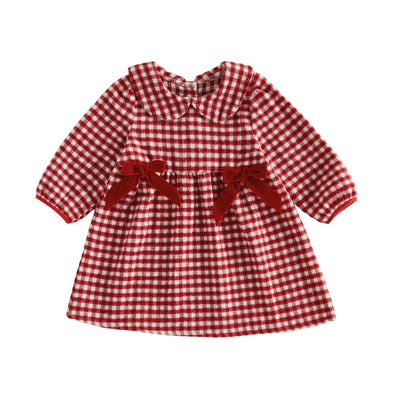 MARA Checkered Flannel Bowtie Dress