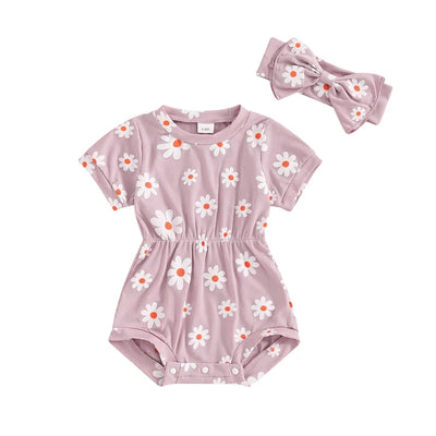 DAISY Ribbed T-Shirt Onesie with Headband