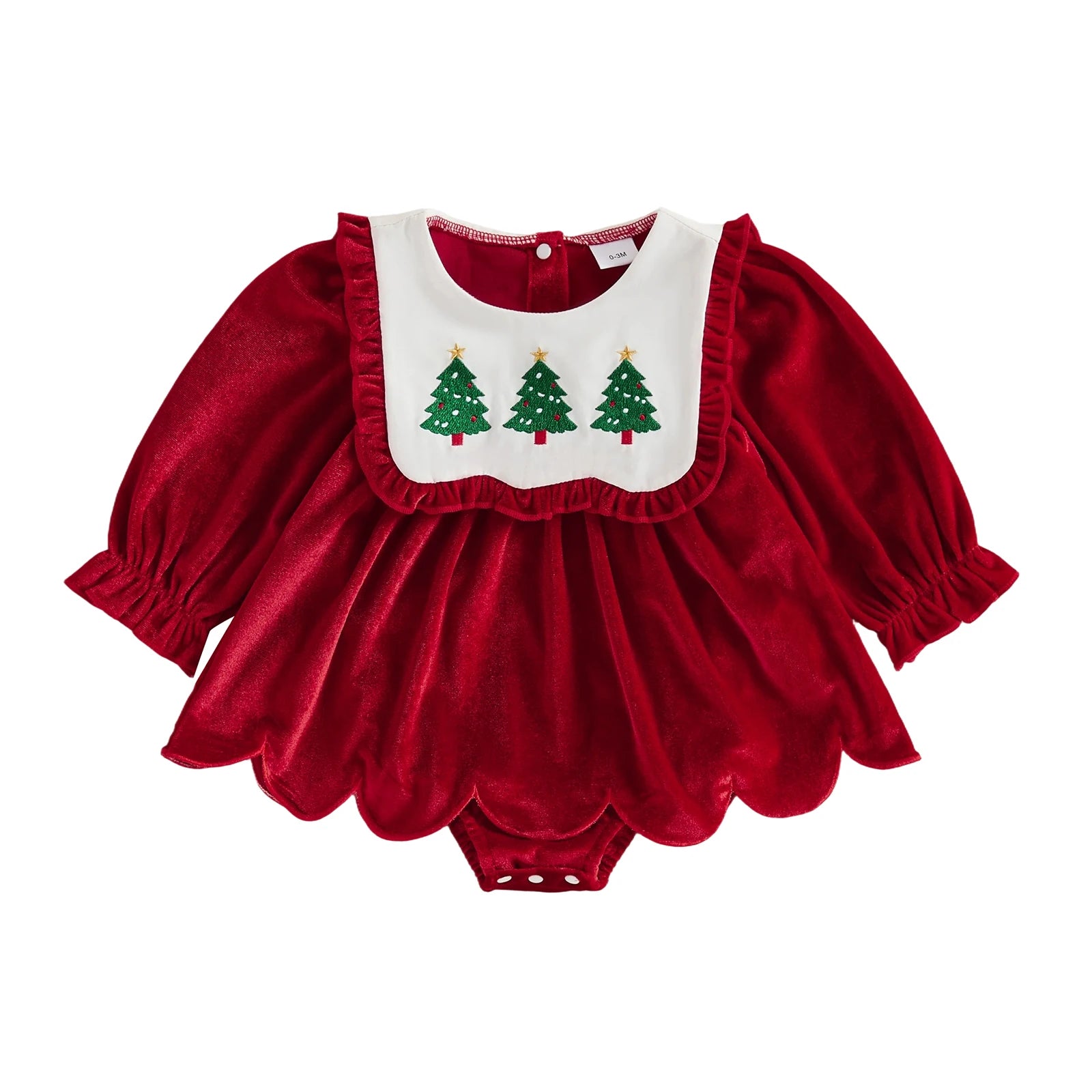 CHRISTMAS TREE Velvet Collar Romper Dress
