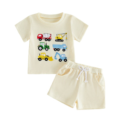 CONTRUCTION VEHICLES Waffle Knit Outfit
