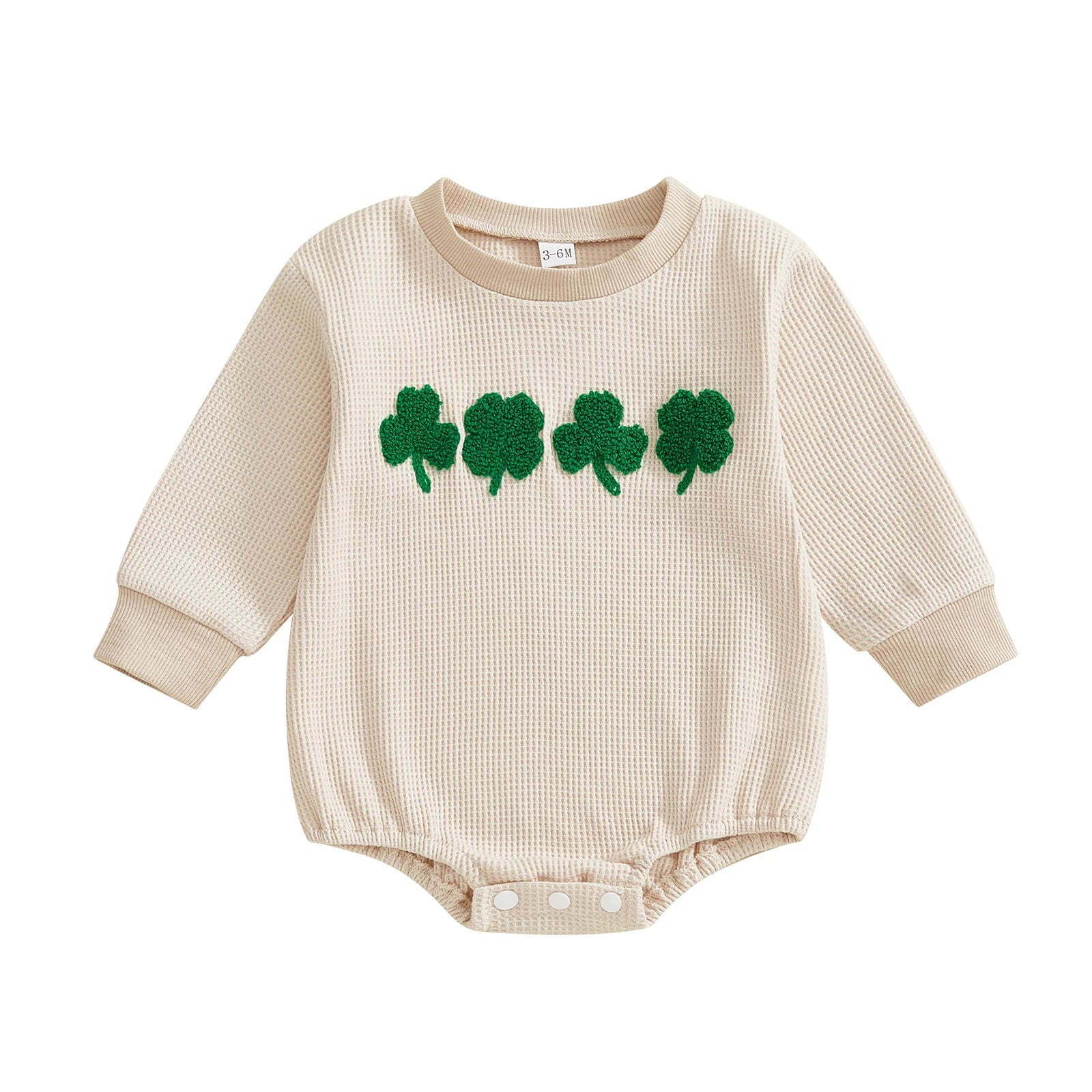 CLOVER Waffle Knit Long-Sleeve Romper