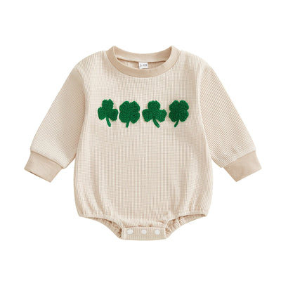 CLOVER Waffle Knit Long-Sleeve Romper