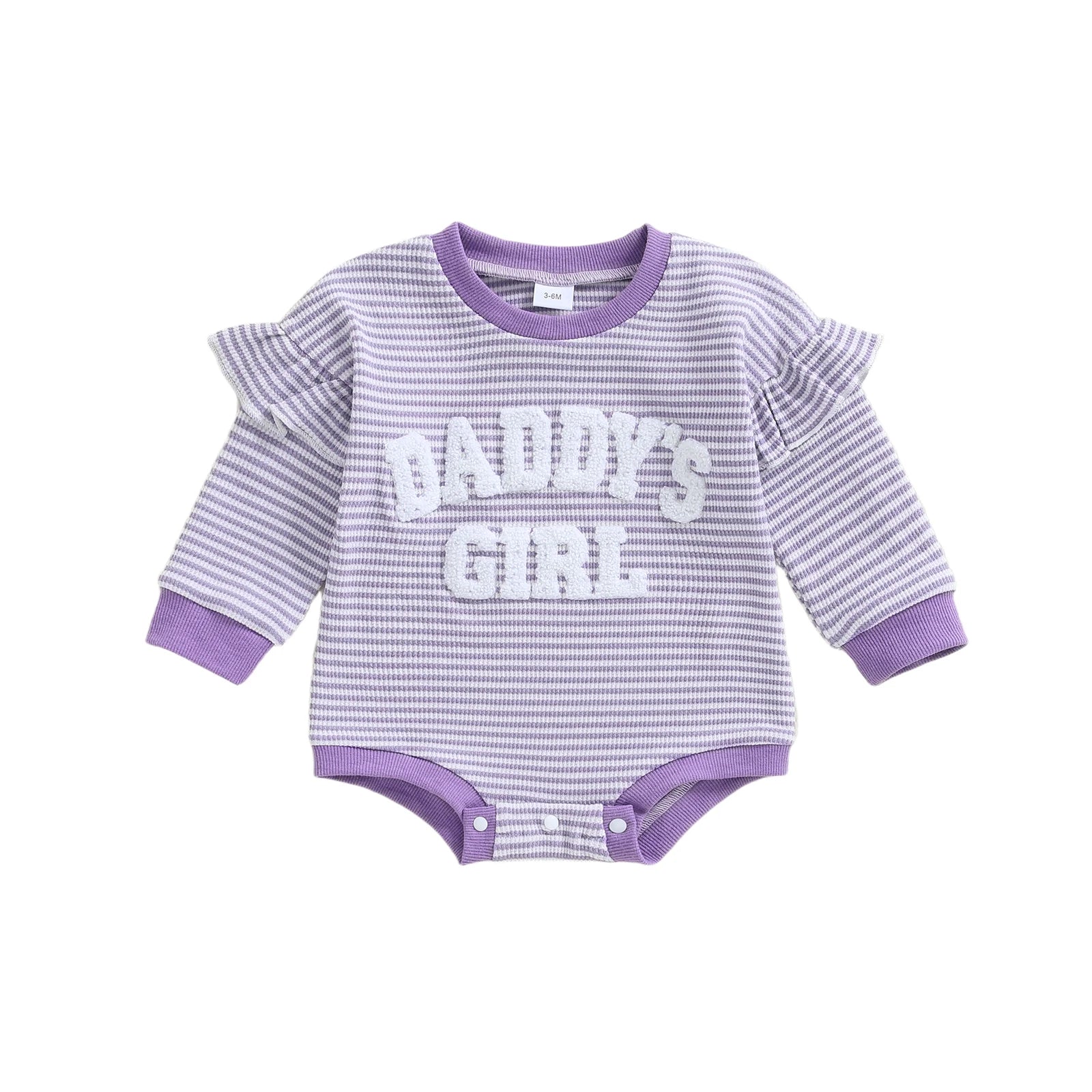 DADDY'S GIRL Striped Ruffle Romper