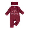 MY FIRST CHRISTMAS Ribbed Ruffle Jumpsuit
