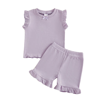 LITTLE BOWTIE Ribbed Ruffle Outfit