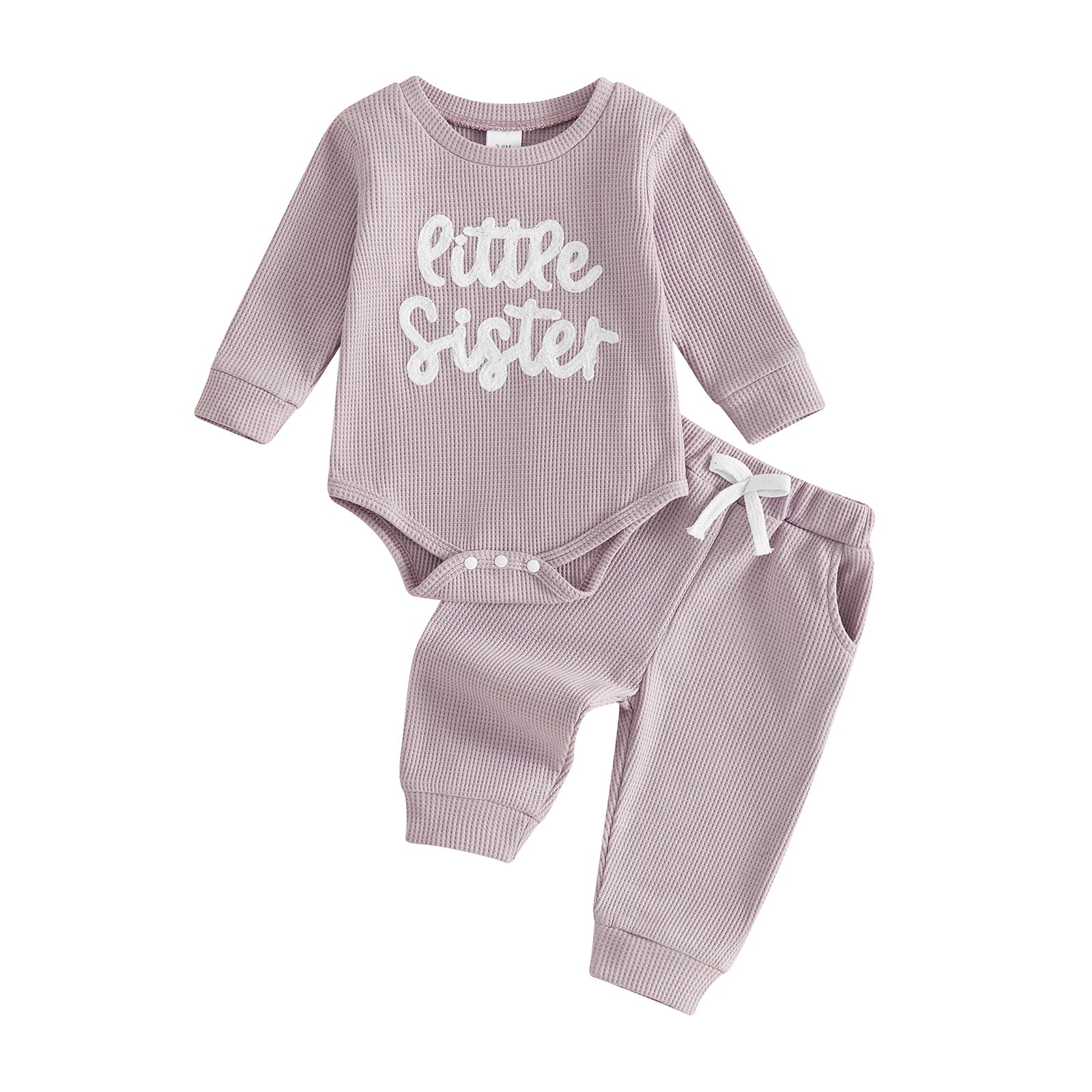 LITTLE SISTER Waffle Knit Outfit