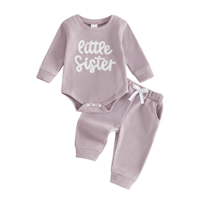 LITTLE SISTER Waffle Knit Outfit