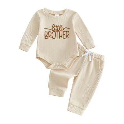 LITTLE SISTER/BROTHER Waffle Knit Outfit