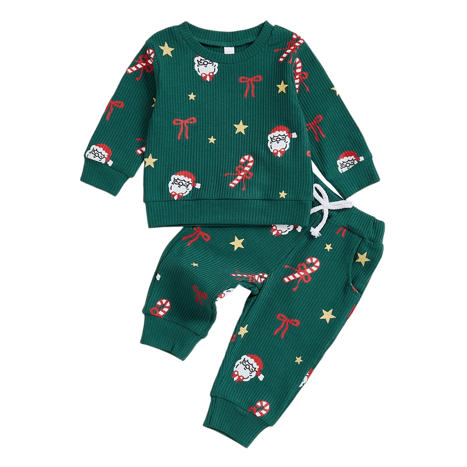 SANTA & CANDY CANE Waffle Knit Outfit