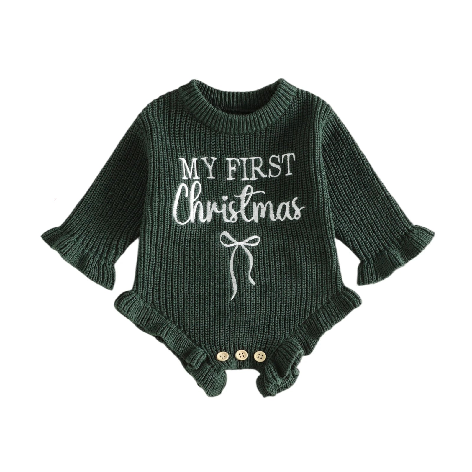 MY FIRST CHRISTMAS Knitted Ruffle Romper