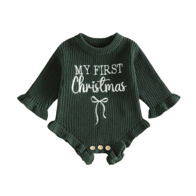 MY FIRST CHRISTMAS Knitted Ruffle Romper