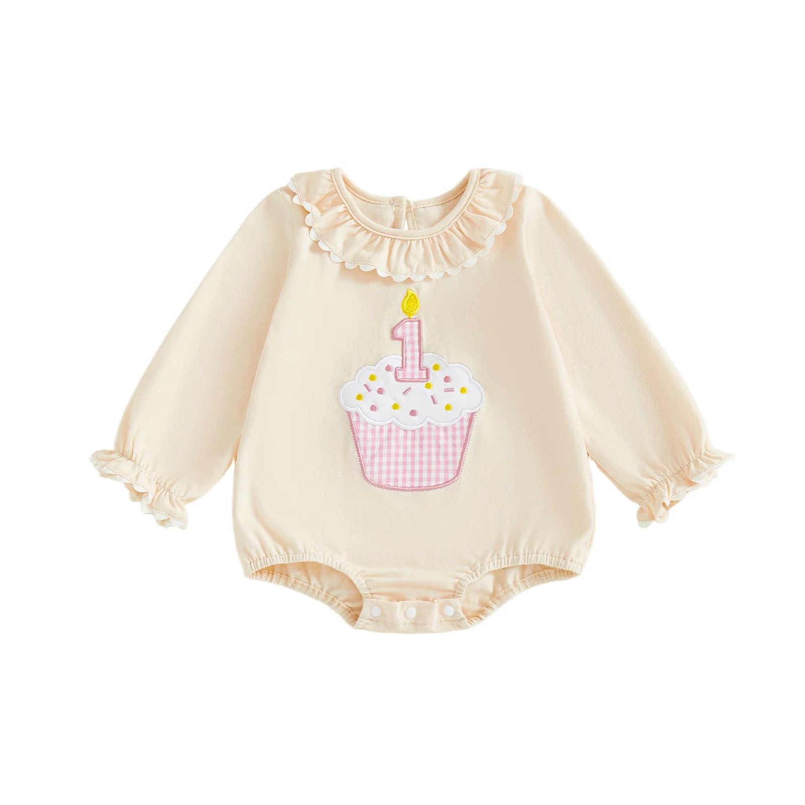 FIRST BIRTHDAY Cupcake Ruffle Long-Sleeve