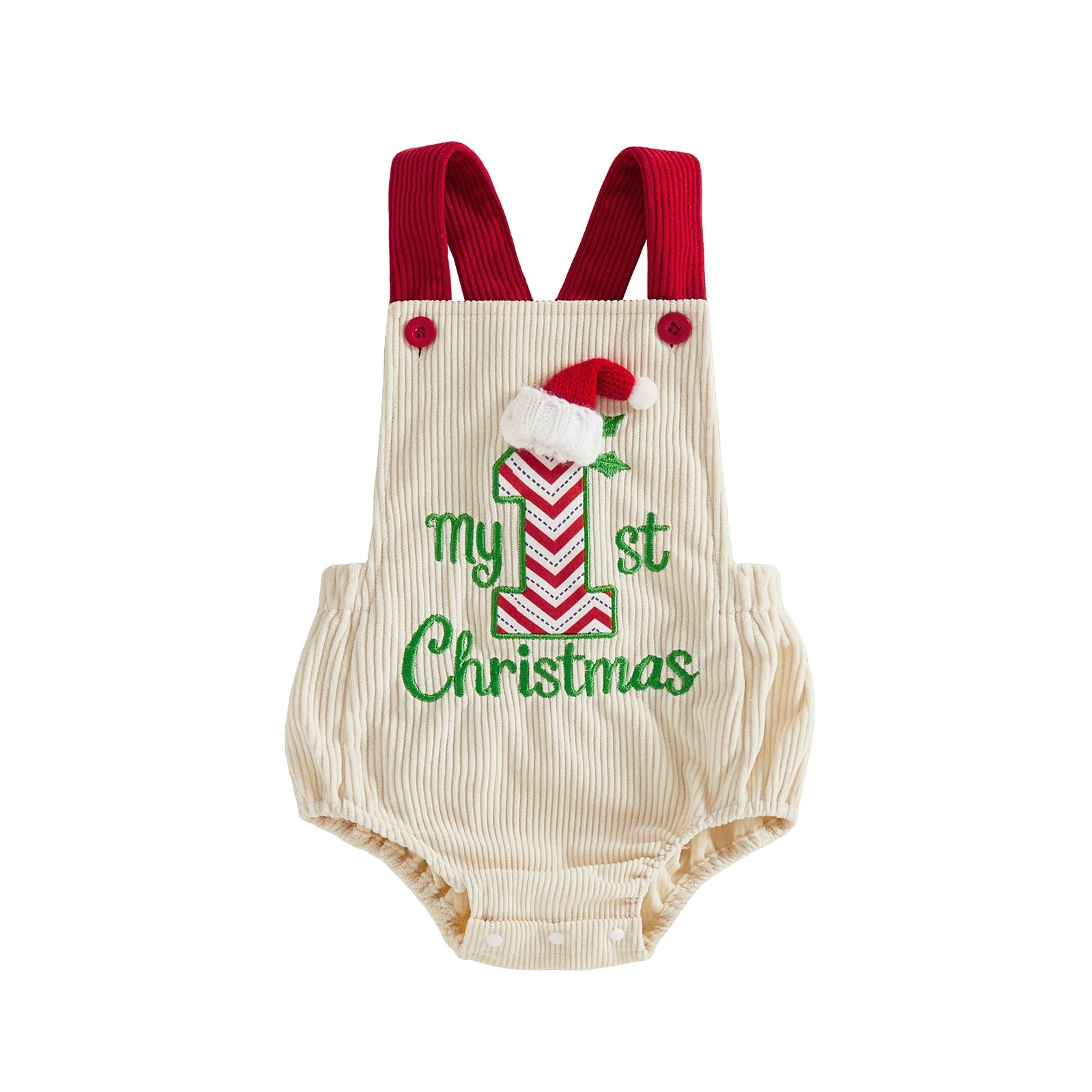 MY 1ST CHRISTMAS Santa Hat Corduroy Romper
