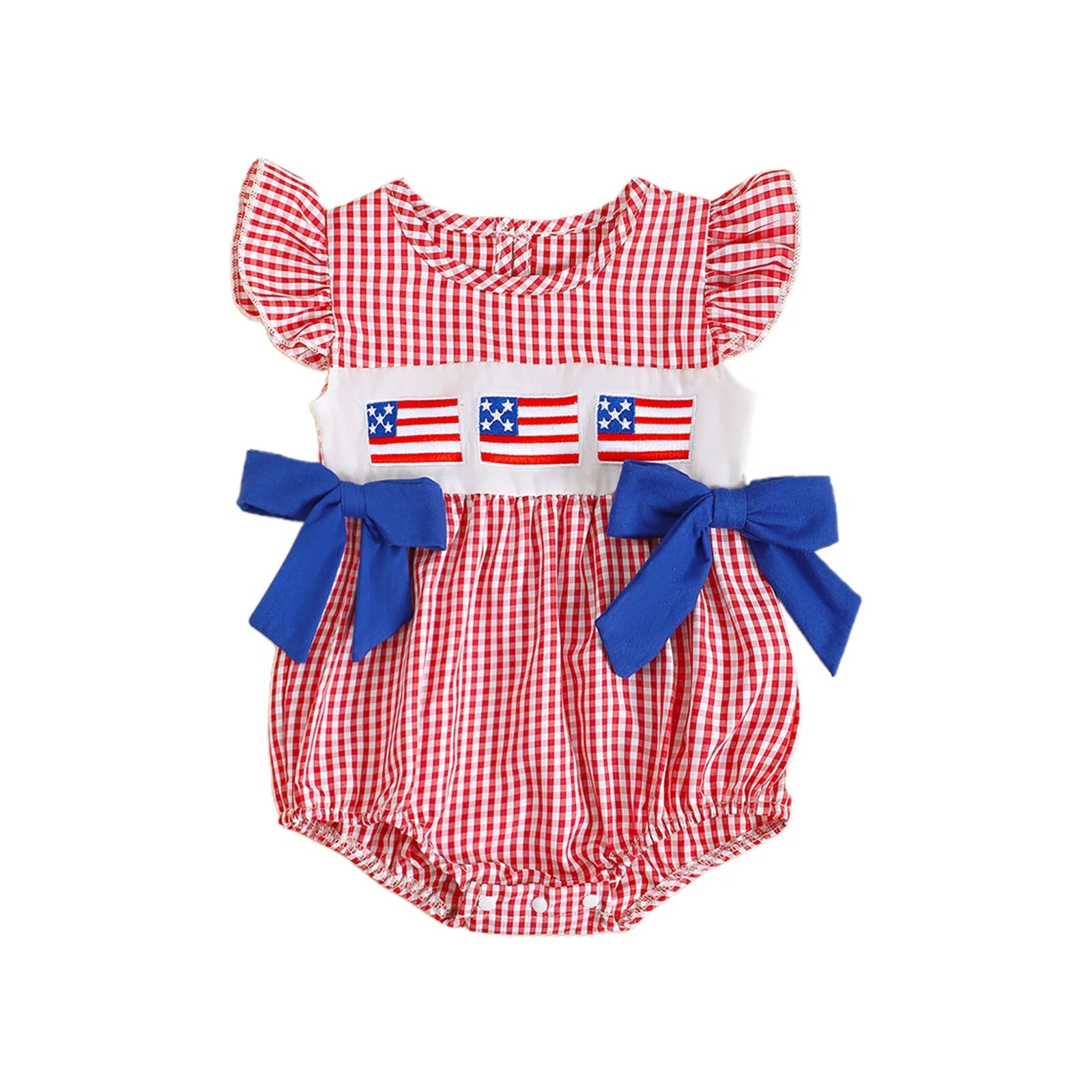 USA Checkered Bowtie Romper