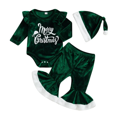 MERRY CHRISTMAS Velvet Bellbottoms Outfit