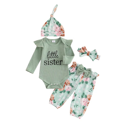 LITTLE SISTER Floral Bowtie Outfit