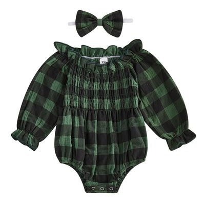 ROMY Plaid Smocked Romper